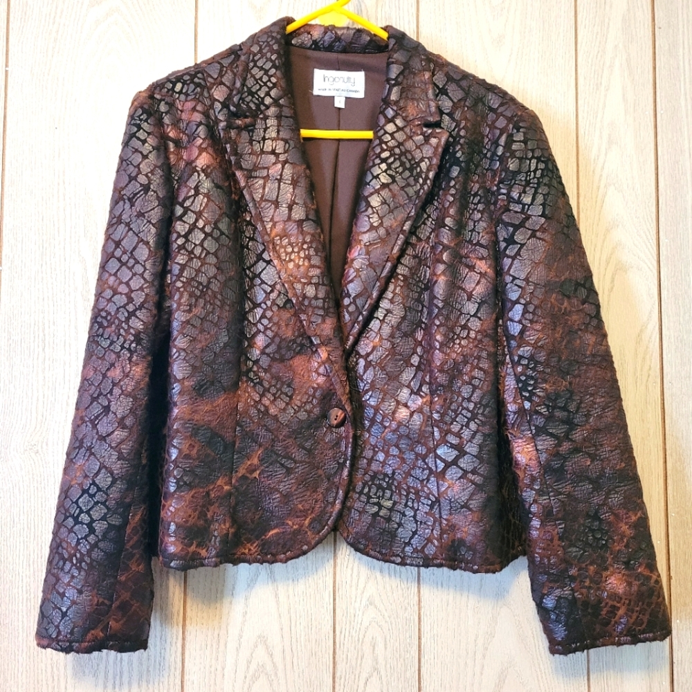 Faux Fur Animal Print Blazer Jacket